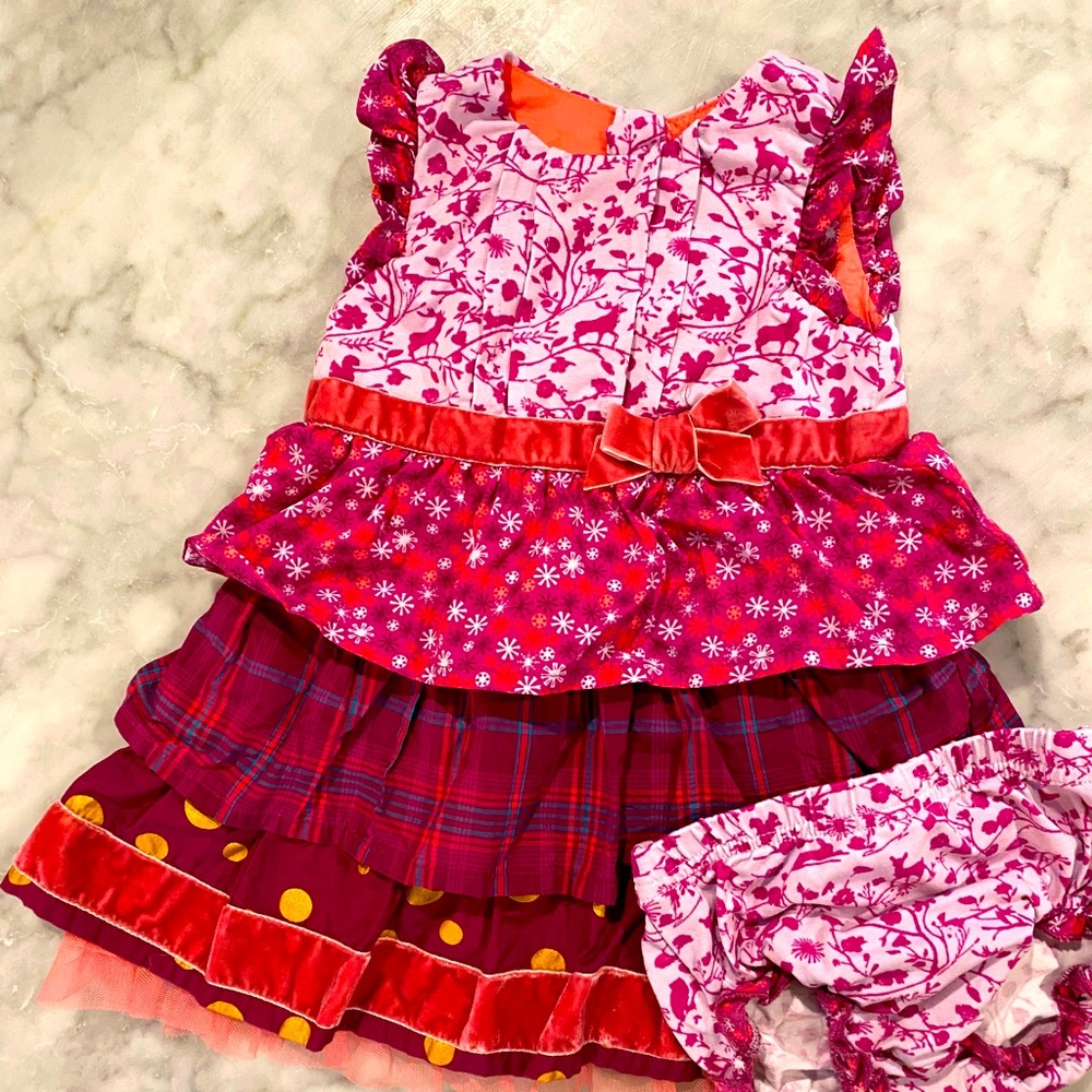 Matilda Jane Holiday Dress - deer print - bloomers